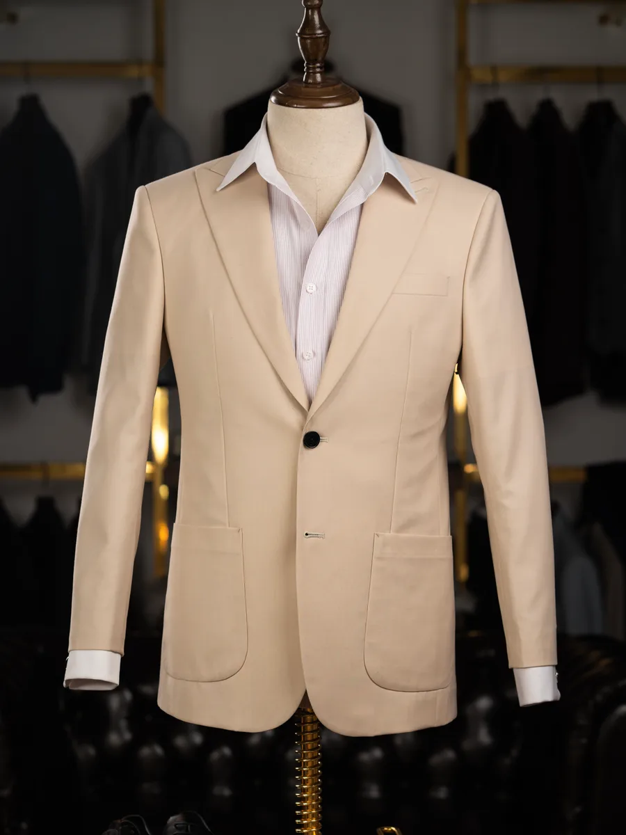 Blush Cream Two-Button Jacket, Patch Pockets