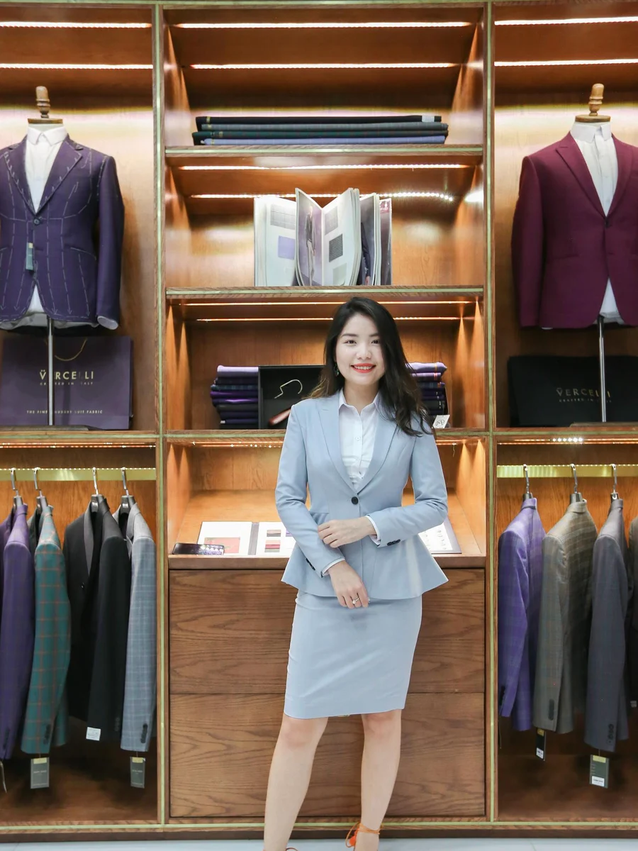 Smoke Blue Peplum Skirt Suit