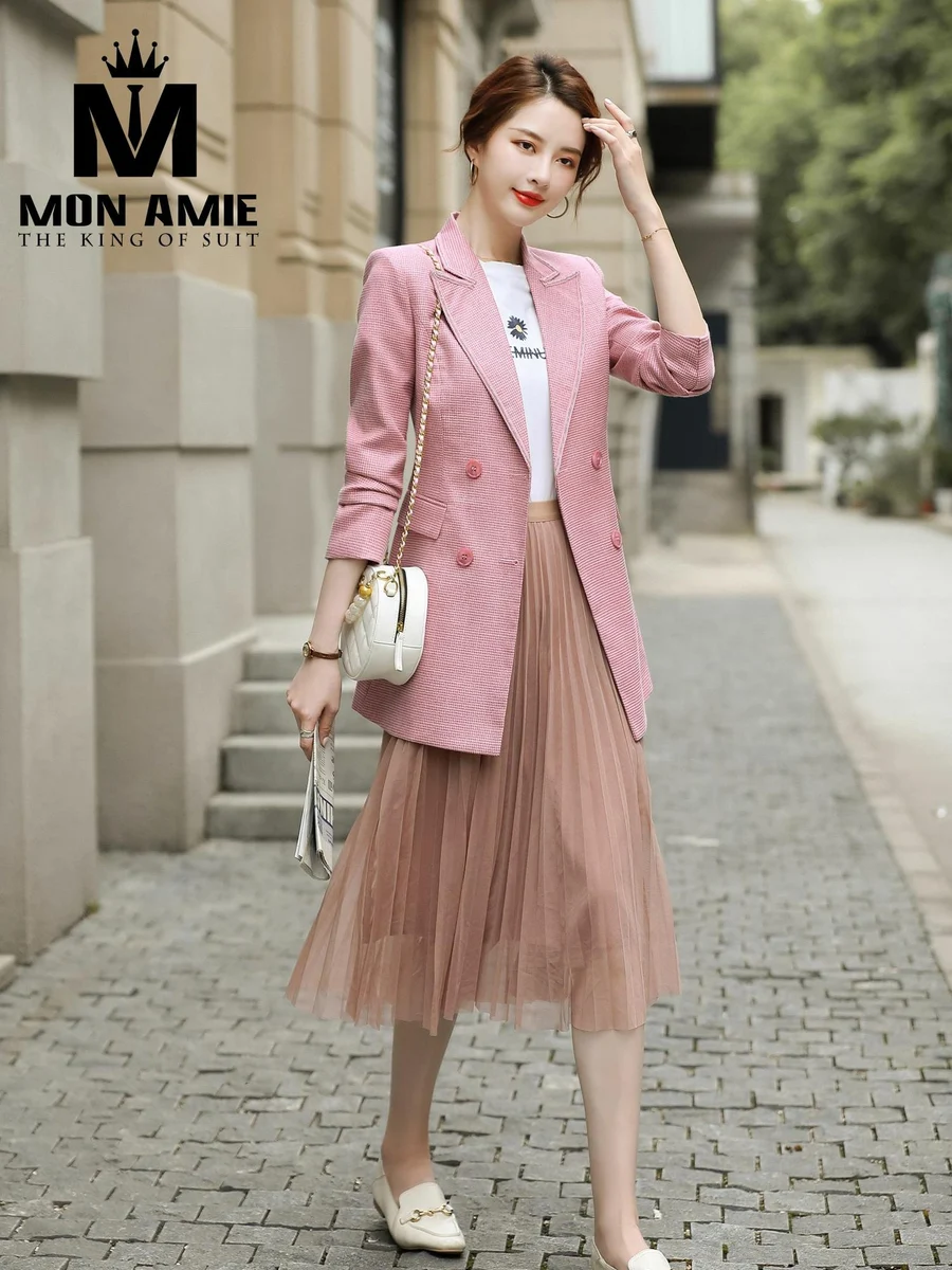 Pink Double-Breasted Blazer