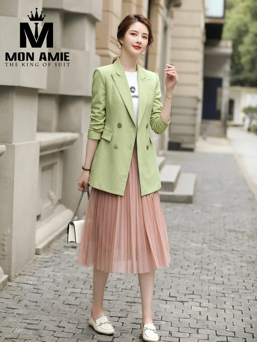 Pistachio Double-Breasted Blazer