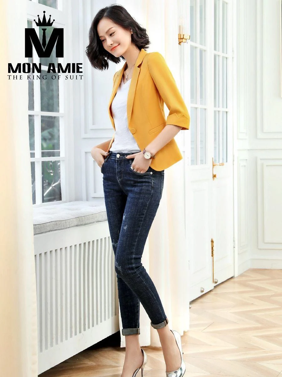 Mustard Cropped Blazer
