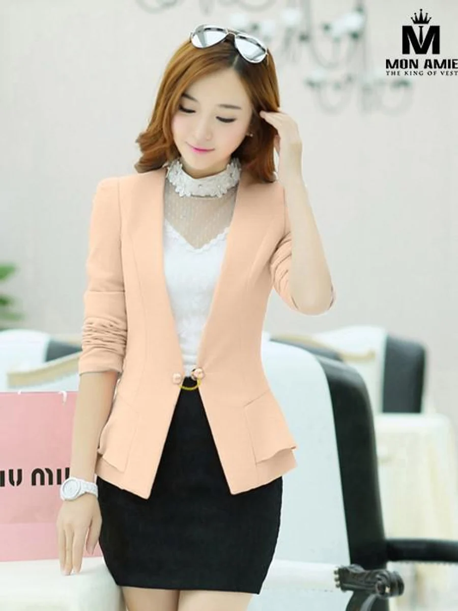 Nude Pink Peplum Blazer
