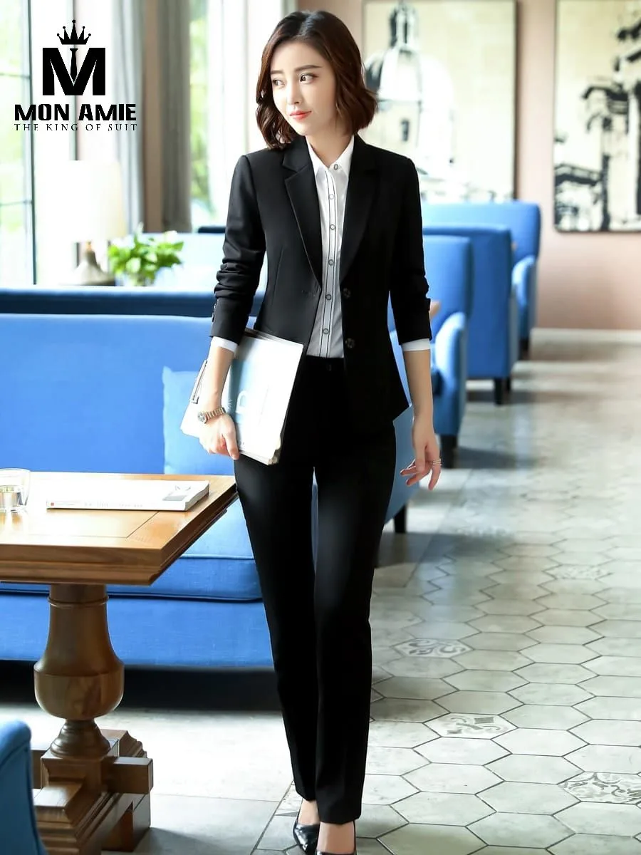 Black Women's Pant Suit, Two Button
