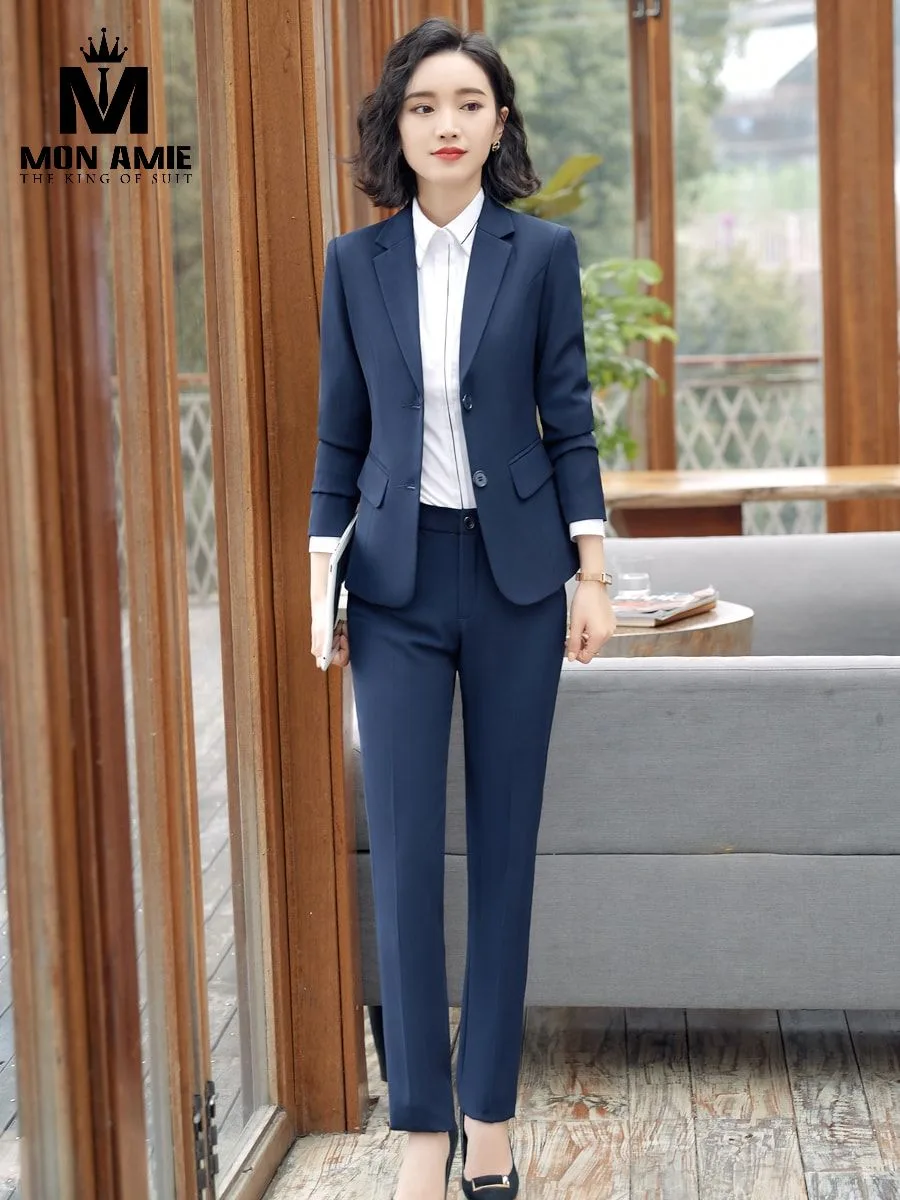 Deep Blue Women's Suit, Flap Pockets