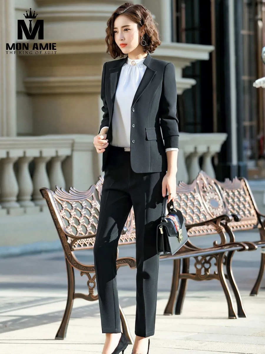Charcoal Three-Button Women's Suit