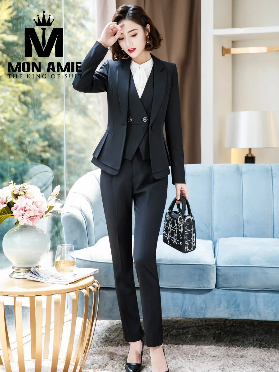 Charcoal Three-Piece Women's Pant Suit