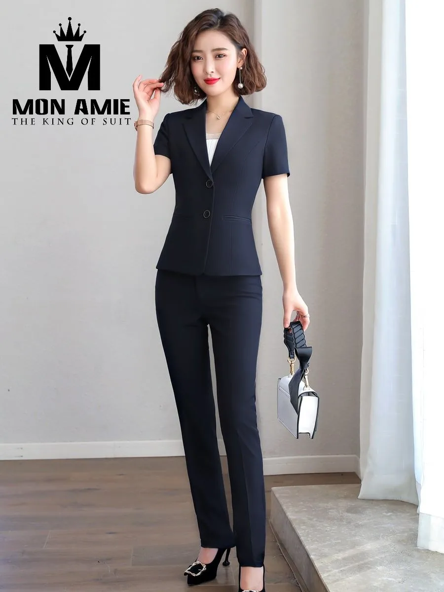 Charcoal-Navy Two-Button Trouser Suit