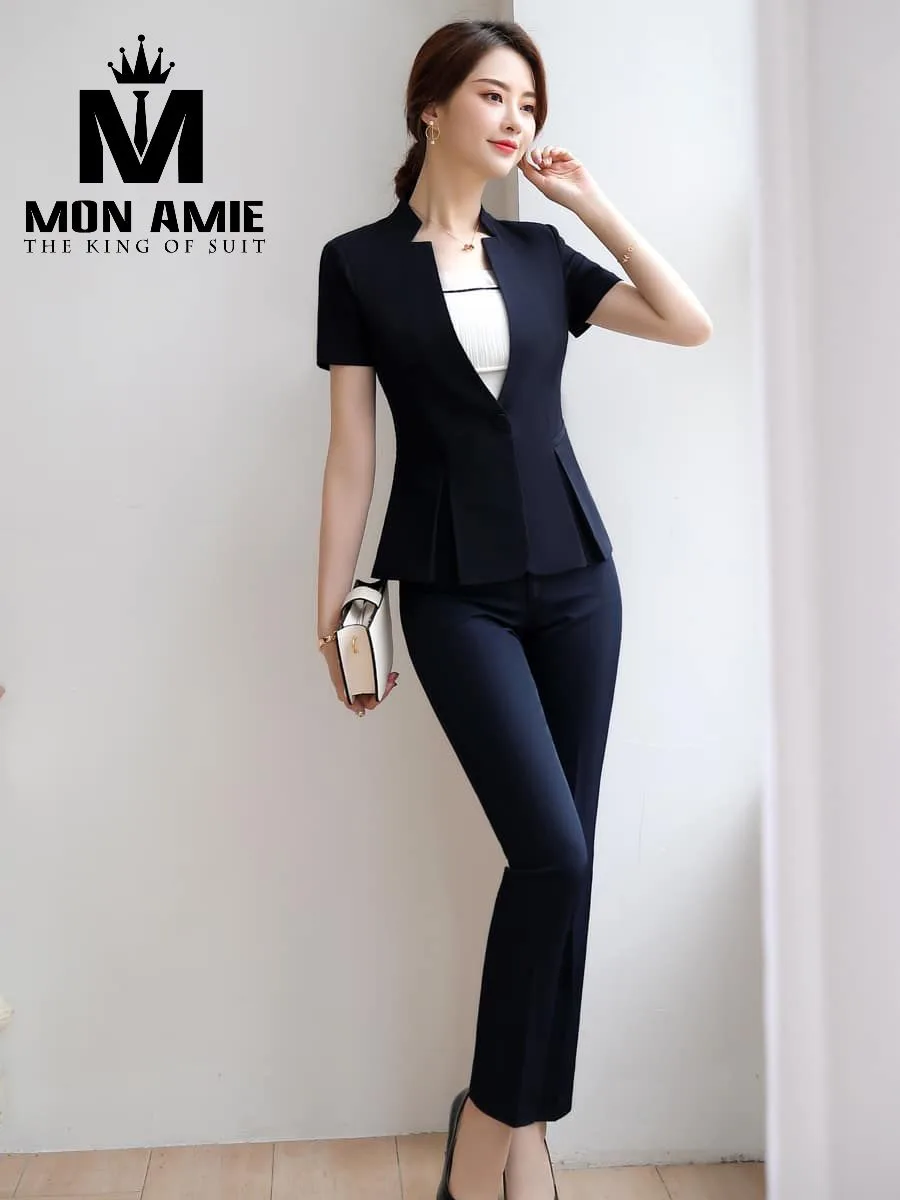 Dark Navy Peplum Trouser Suit