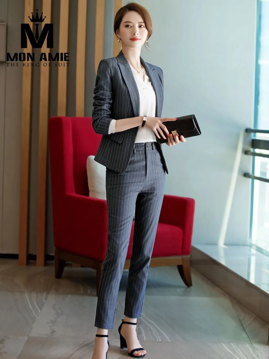 Charcoal Chalk-Stripe Suit with Straight Trousers
