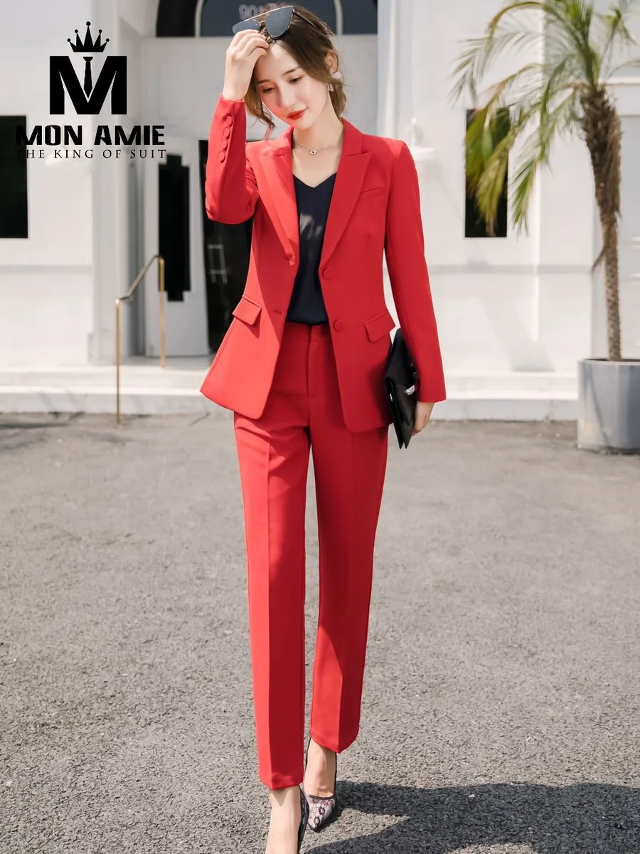 Vermilion Red Two-Button Suit