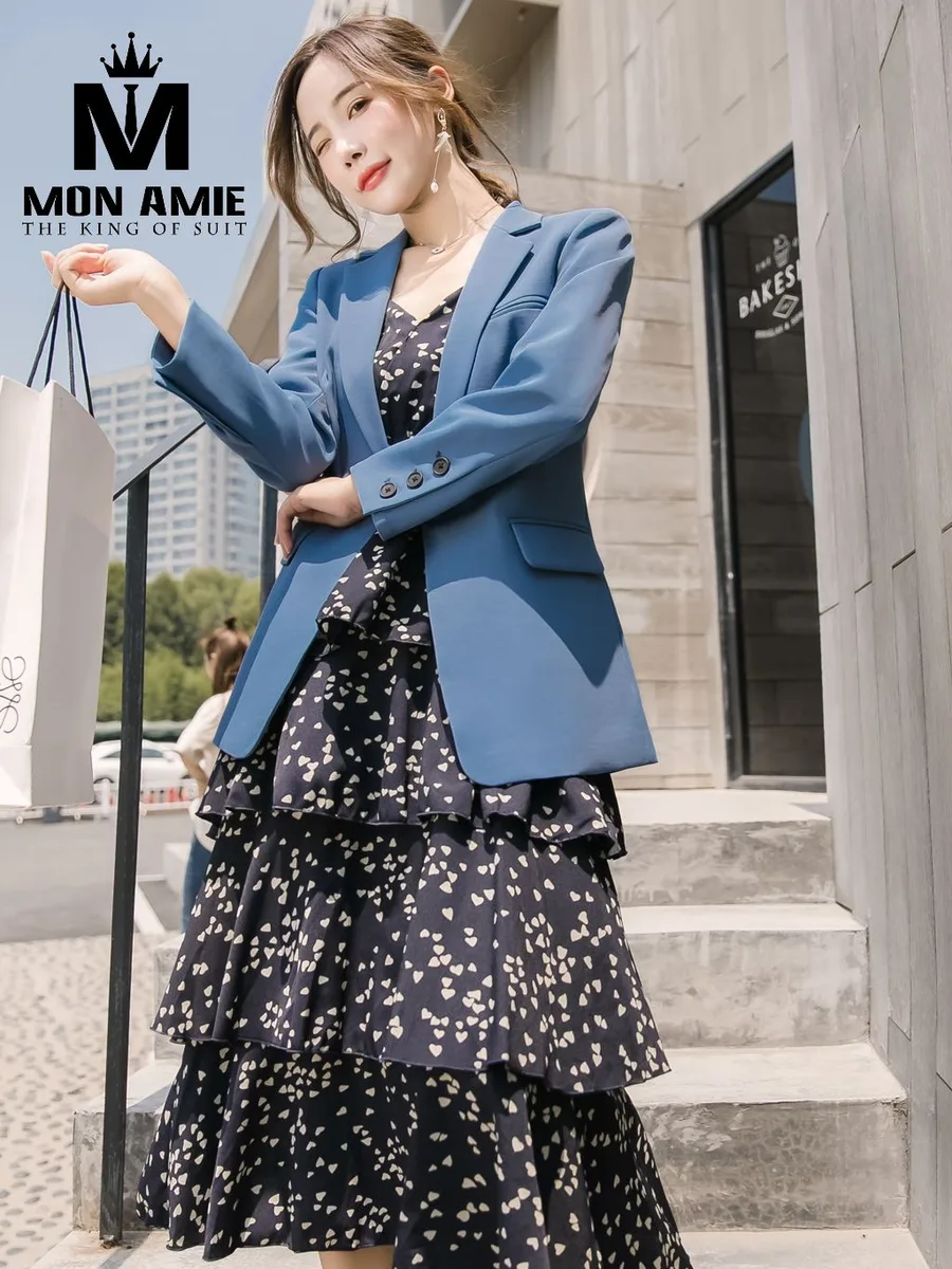 Cobalt Blue Relaxed Blazer with Button Cuffs