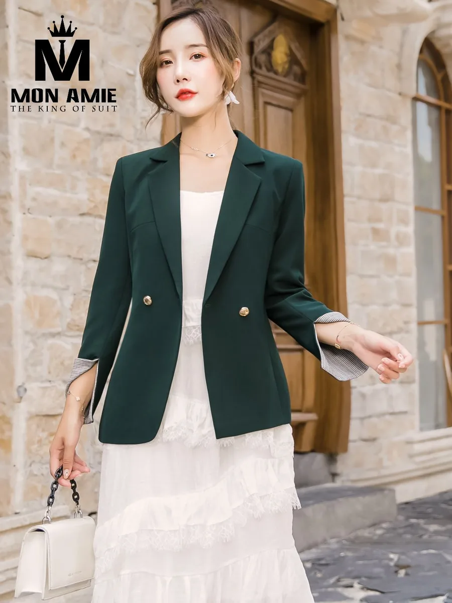 Emerald Green Blazer with Striped Cuff Lining