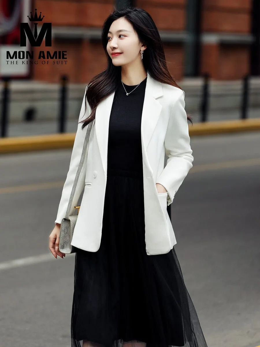 White One-Button Relaxed Blazer