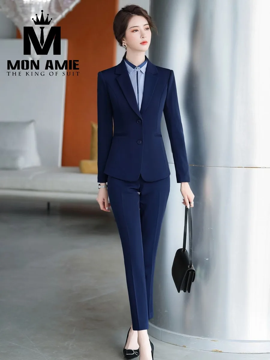 Navy Two-Button Suit with Light Blue Shirt