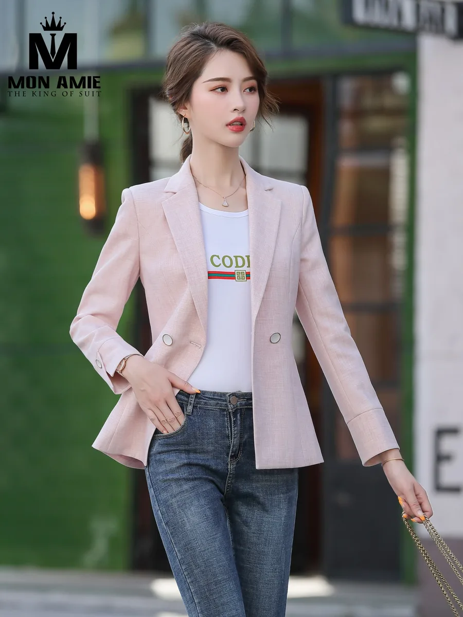 Blush Pink Textured Women's Blazer