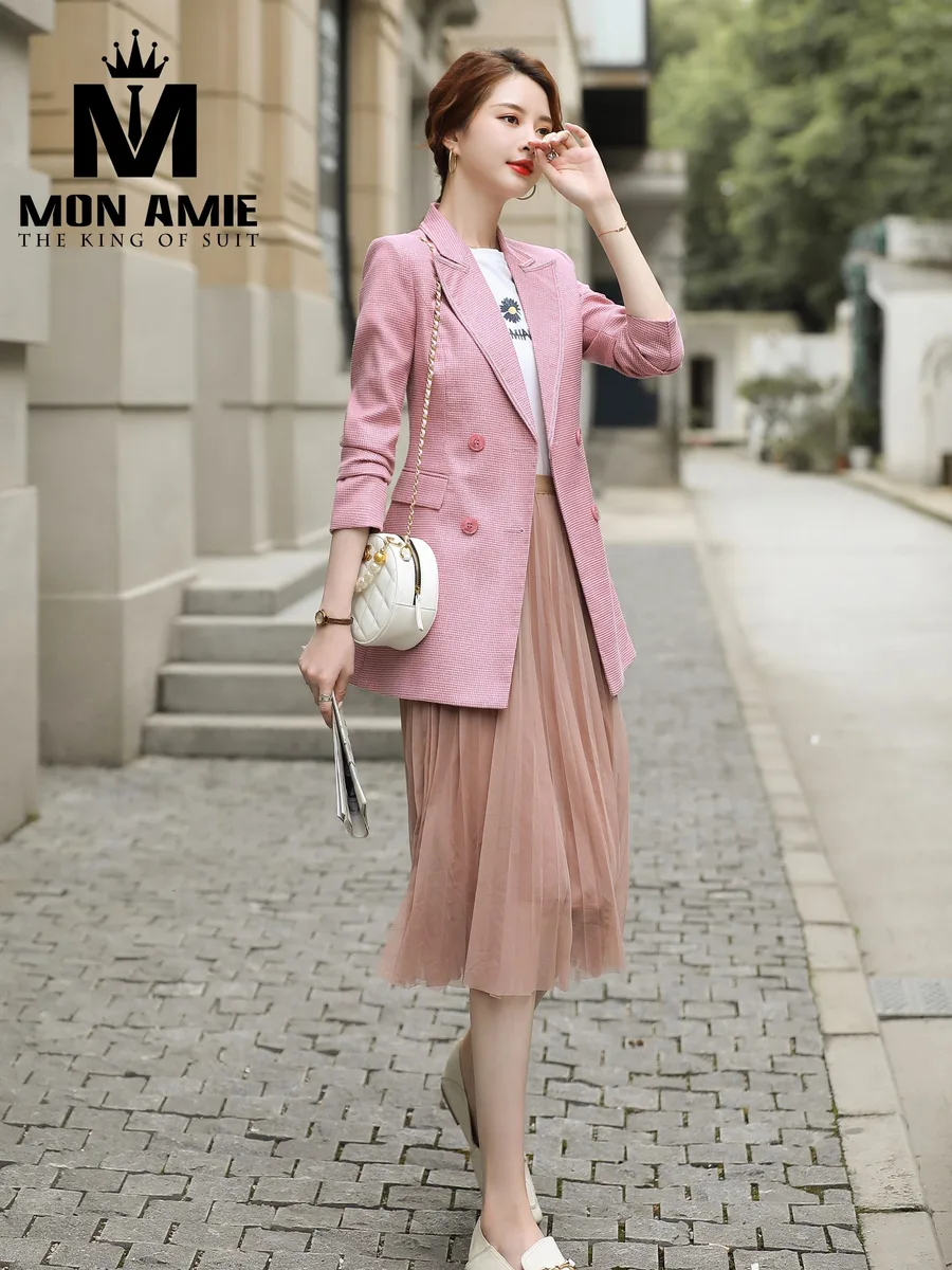 Blush Pink Double-Breasted Blazer
