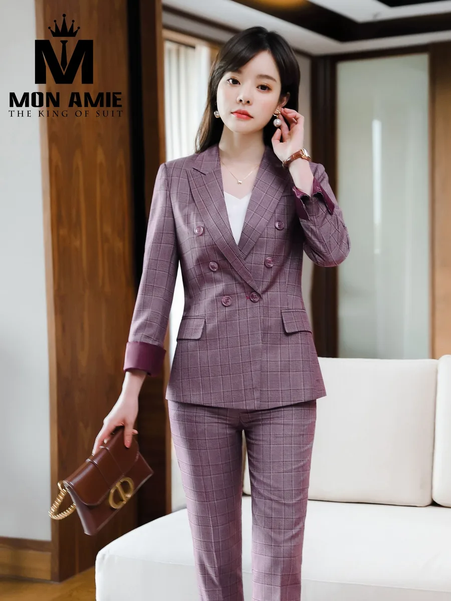 Dusty Purple Check Double-Breasted Suit