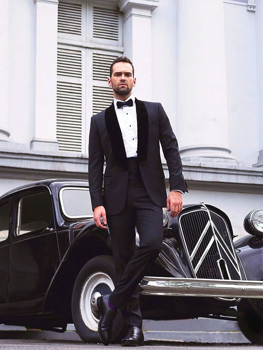 Classic Black Tuxedo with Velvet Shawl Lapel
