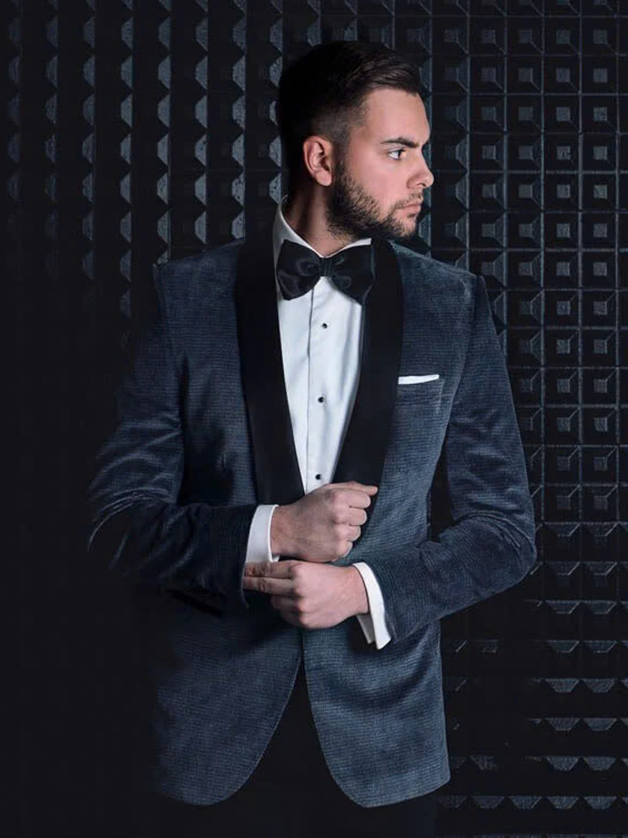Smoke Grey Velvet Shawl Tuxedo