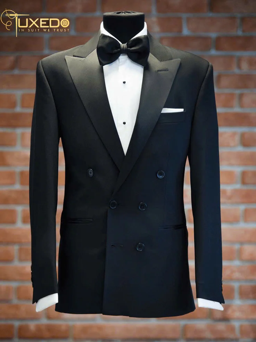 Black Double-Breasted Six-Button Tuxedo