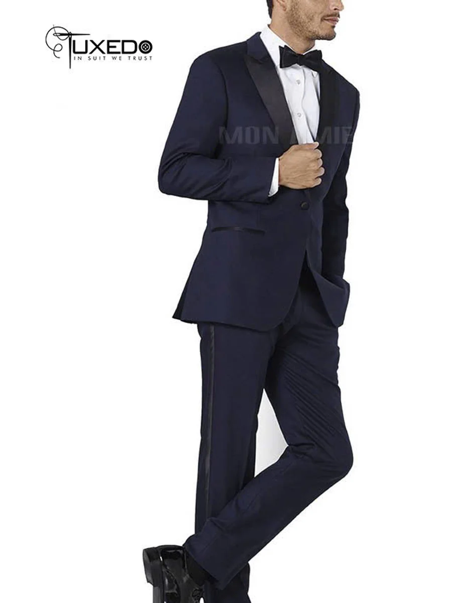 Navy Satin-Stripe Trouser Tuxedo
