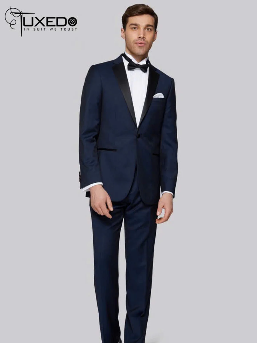 Deep Navy Satin-Trimmed Tuxedo