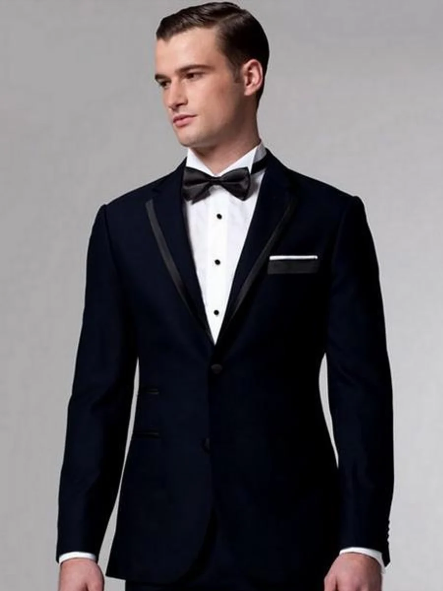 Navy Satin-Trim Tuxedo