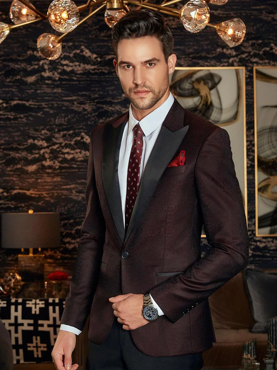 Burgundy Paisley Jacquard Tuxedo