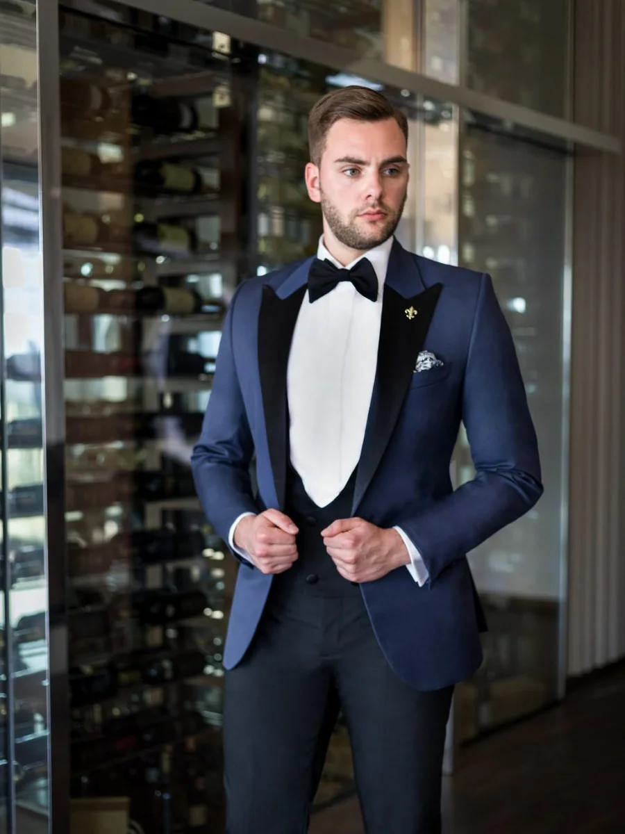 Navy Tuxedo with Black Waistcoat