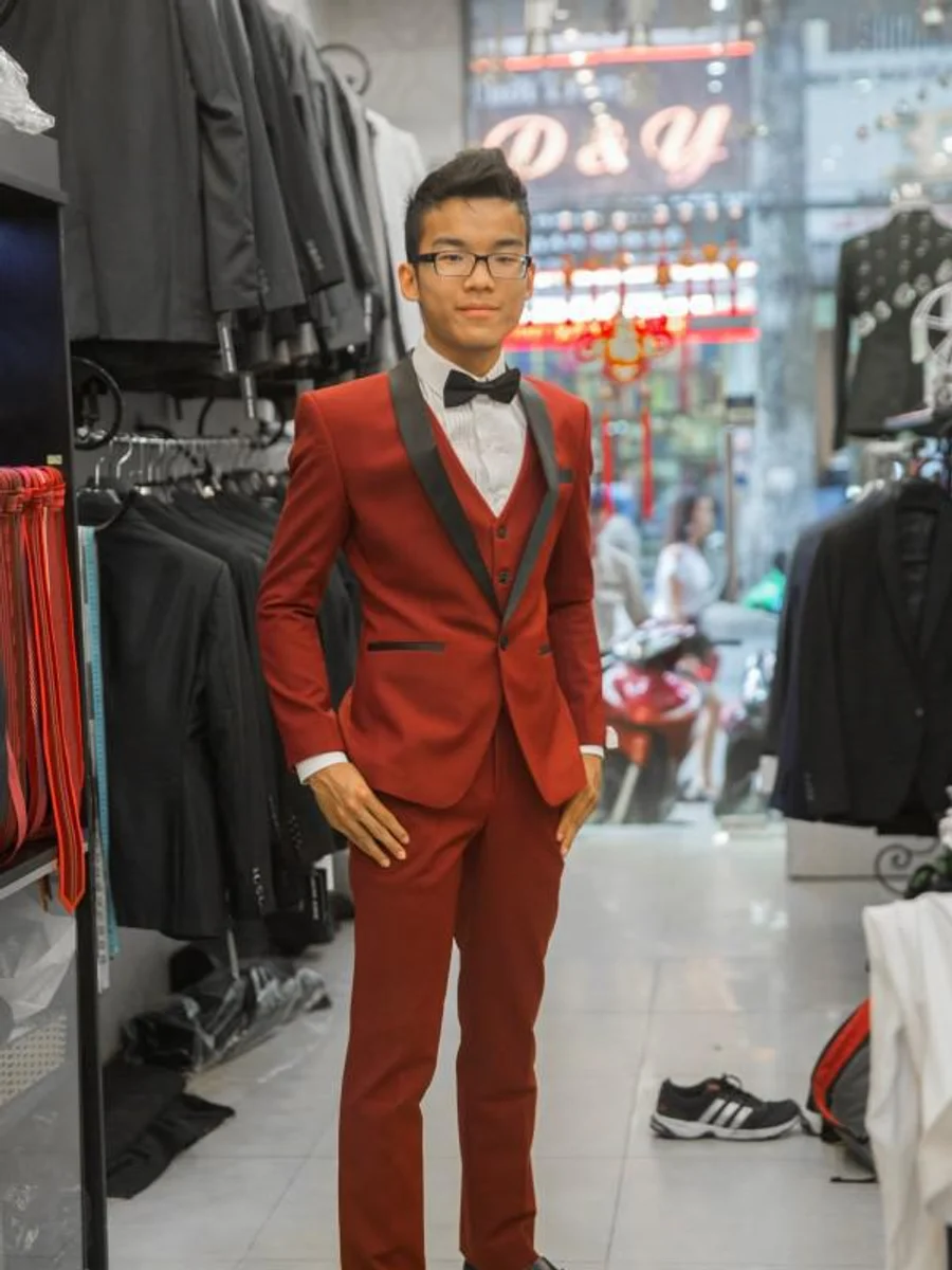 Crimson Three-Piece Tuxedo