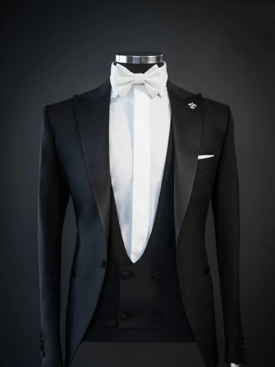 Double-Breasted Waistcoat Black Tuxedo