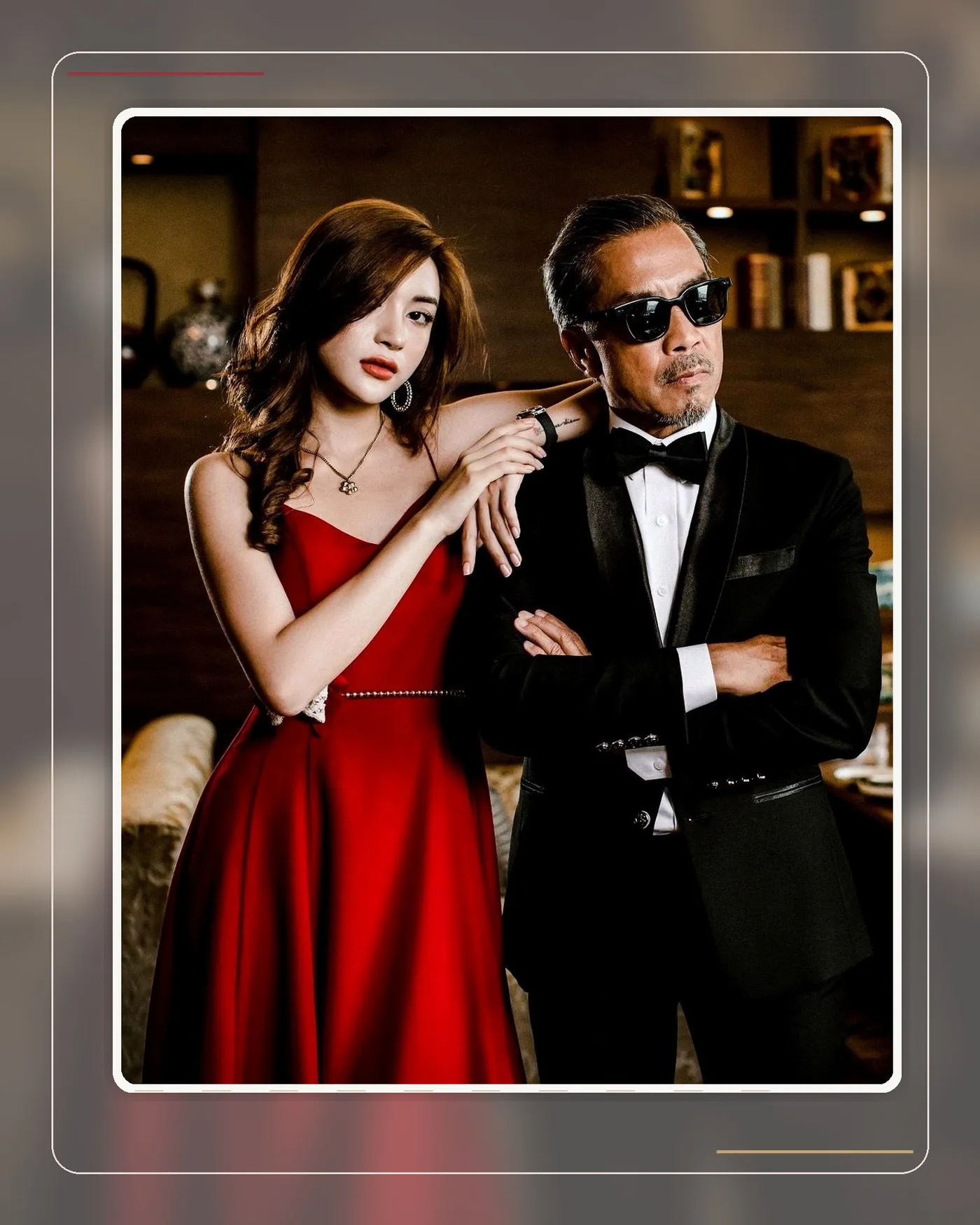 Groom and bride at a wedding with formal neckwear
